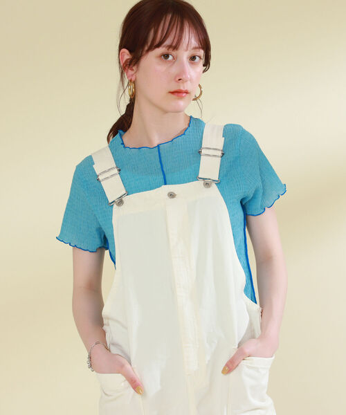 Ray BEAMS（レイビームス）の「Ray BEAMS / シャーリング 配色 メロー Tシャツ（Tシャツ/カットソー・レディース・ライトブルー/クリーム/レッド系その他・ONE SIZE）」の17枚目の写真