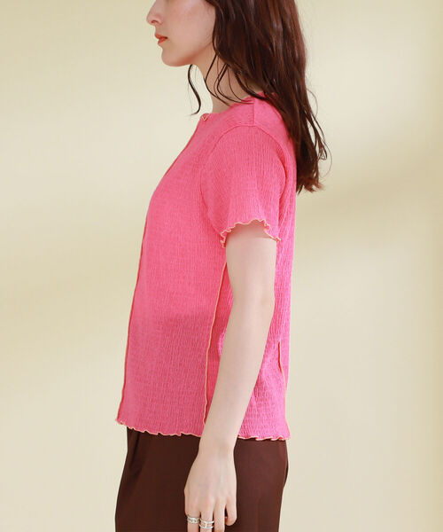 Ray BEAMS（レイビームス）の「Ray BEAMS / シャーリング 配色 メロー Tシャツ（Tシャツ/カットソー・レディース・ライトブルー/クリーム/レッド系その他・ONE SIZE）」の22枚目の写真