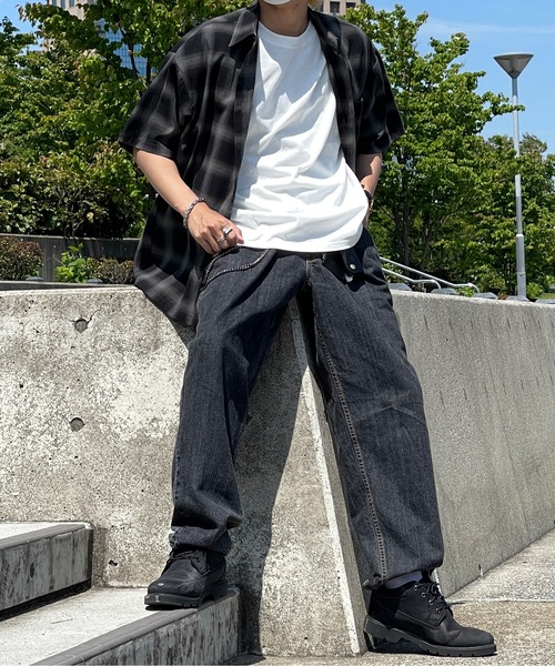 kutir（クティール）の「オンブレチェックビッグシャツ（Tシャツ/カットソー・メンズ・ブラック/グリーン/ブルー・MEDIUM/LARGE）」の5枚目の写真