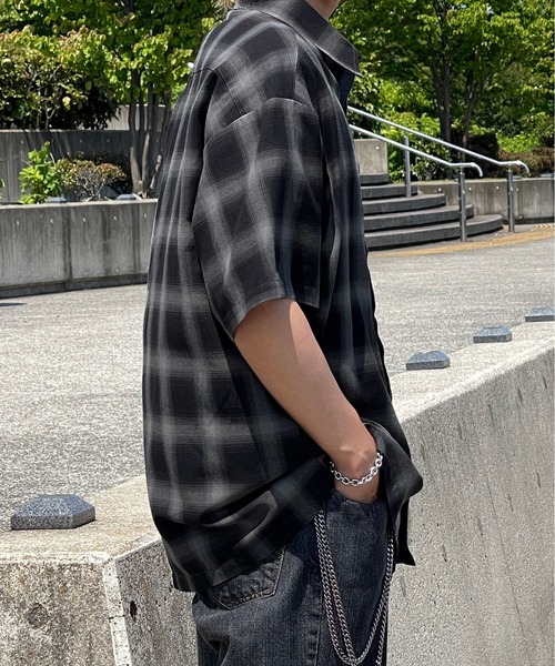 kutir（クティール）の「オンブレチェックビッグシャツ（Tシャツ/カットソー・メンズ・ブラック/グリーン/ブルー・MEDIUM/LARGE）」の9枚目の写真