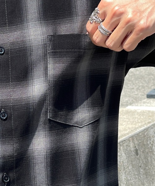 kutir（クティール）の「オンブレチェックビッグシャツ（Tシャツ/カットソー・メンズ・ブラック/グリーン/ブルー・MEDIUM/LARGE）」の12枚目の写真