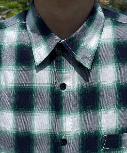 kutir（クティール）の「オンブレチェックビッグシャツ（Tシャツ/カットソー・メンズ・ブラック/グリーン/ブルー・MEDIUM/LARGE）」の20枚目の写真