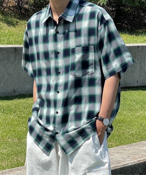 kutir（クティール）の「オンブレチェックビッグシャツ（Tシャツ/カットソー・メンズ・ブラック/グリーン/ブルー・MEDIUM/LARGE）」の18枚目の写真