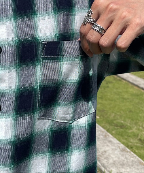 kutir（クティール）の「オンブレチェックビッグシャツ（Tシャツ/カットソー・メンズ・ブラック/グリーン/ブルー・MEDIUM/LARGE）」の21枚目の写真