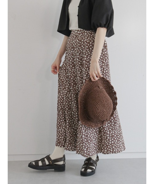 ehka sopo(エヘカソポ)の「花柄マーメイドスカート(スカート・レディース・ブラック/ブラウン/オフホワイト・フリ-)」の3枚目の写真