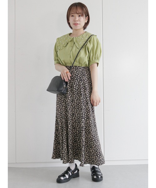 ehka sopo(エヘカソポ)の「花柄マーメイドスカート(スカート・レディース・ブラック/ブラウン/オフホワイト・フリ-)」の8枚目の写真