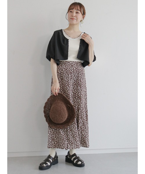 ehka sopo(エヘカソポ)の「花柄マーメイドスカート(スカート・レディース・ブラック/ブラウン/オフホワイト・フリ-)」の11枚目の写真