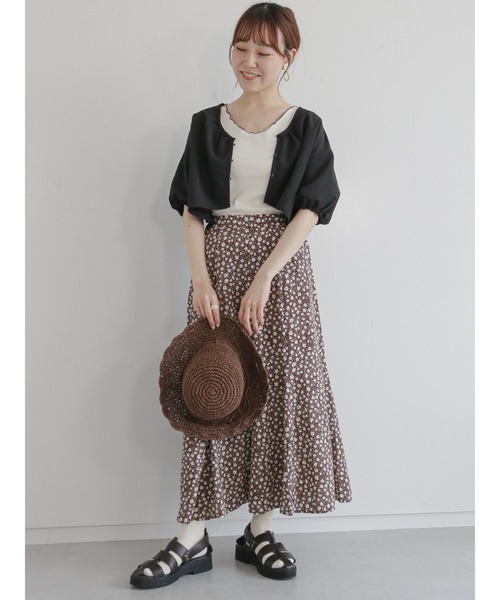 ehka sopo(エヘカソポ)の「花柄マーメイドスカート(スカート・レディース・ブラック/ブラウン/オフホワイト・フリ-)」の12枚目の写真
