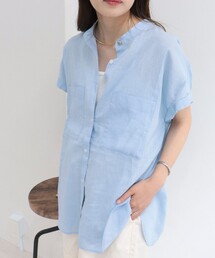[WEB限定カラーあり]リネンフレンチスリーブシャツ
