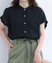 [WEB限定カラーあり]リネンフレンチスリーブシャツ