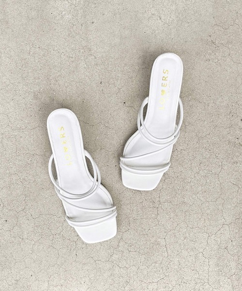 shopnikoniko（ショップニコニコ）の「ミュールサンダル ストラップ スクエア ヒール（サンダル・レディース・ホワイト/ブラック/ブラウン/カーキ・LL/S/M/L）」の7枚目の写真