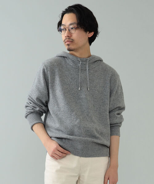 BRILLA per il gusto（ブリッラペルイルグースト）の「Brilla per il gusto / ウールカシミヤ ニットフーディ（パーカー・メンズ・ホワイト/ブラック/ベージュ/グレー・S/M/L）」の3枚目の写真
