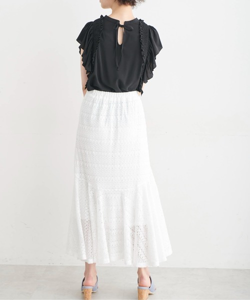 FREE'S MART（フリーズマート）の「◆前後2Wayシャーリングフリルスリーブブラウス（シャツ/ブラウス・レディース・ホワイト/ブラック/イエロー/ブラック系その他・FREE）」の6枚目の写真