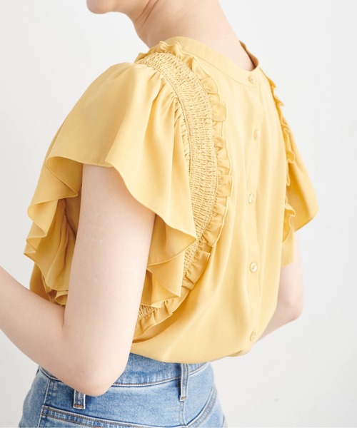 FREE'S MART（フリーズマート）の「◆前後2Wayシャーリングフリルスリーブブラウス（シャツ/ブラウス・レディース・ホワイト/ブラック/イエロー/ブラック系その他・FREE）」の18枚目の写真