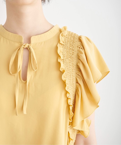 FREE'S MART（フリーズマート）の「◆前後2Wayシャーリングフリルスリーブブラウス（シャツ/ブラウス・レディース・ホワイト/ブラック/イエロー/ブラック系その他・FREE）」の14枚目の写真