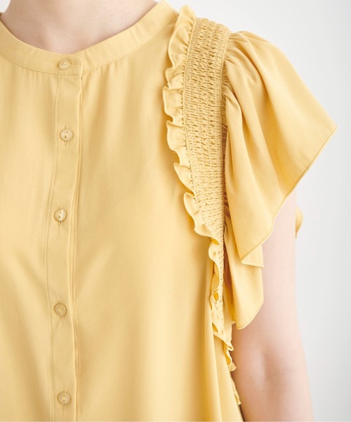 FREE'S MART（フリーズマート）の「◆前後2Wayシャーリングフリルスリーブブラウス（シャツ/ブラウス・レディース・ホワイト/ブラック/イエロー/ブラック系その他・FREE）」の9枚目の写真