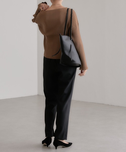 COLLAGE GALLARDAGALANTE(コラージュガリャルダガランテ)の「美シルエット/フルダルテーパードパンツ/手洗い可(スラックス・レディース・ブラック/ホワイト・0/1)」の16枚目の写真