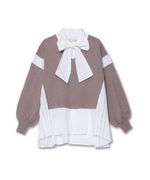 サイドプリーツボウタイプルオーバー