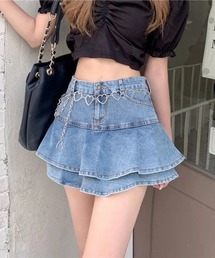 Auntie Rosa | 2重フリルデニムスカート(デニムスカート)