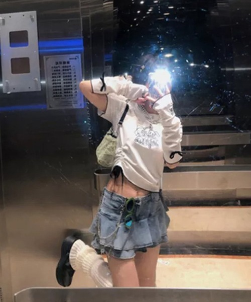 Auntie Rosa（アンティローザ）の「2重フリルデニムスカート（デニムスカート・レディース・ブルー・MEDIUM）」の10枚目の写真