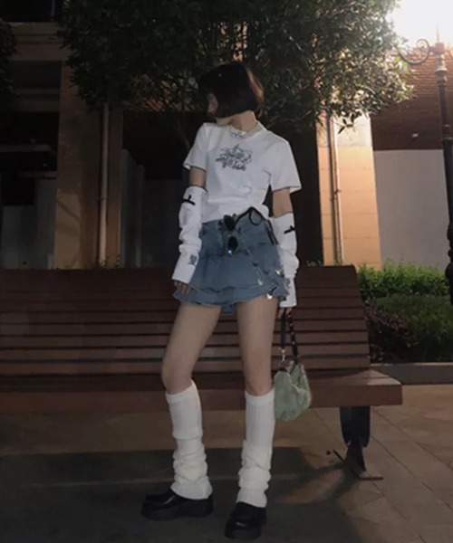 Auntie Rosa（アンティローザ）の「2重フリルデニムスカート（デニムスカート・レディース・ブルー・MEDIUM）」の11枚目の写真