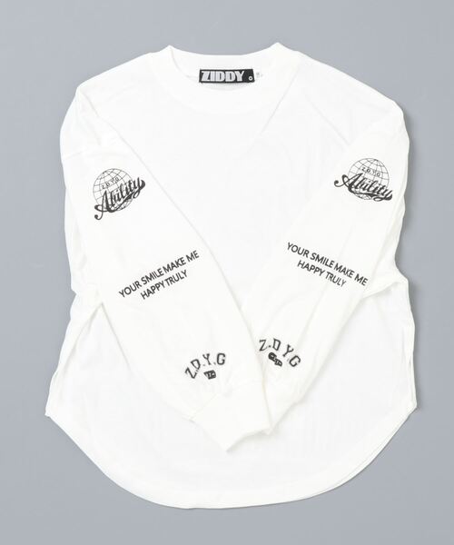 ZIDDY（ジディ）の「ZIDDY/【ニコ☆プチ掲載】ケーブル編みラインリブベスト+ボリュームロゴスリーブTシャツセット(130~160cm)（ベスト・キッズ・ベージュ/パープル・150/160/130/140）」の9枚目の写真