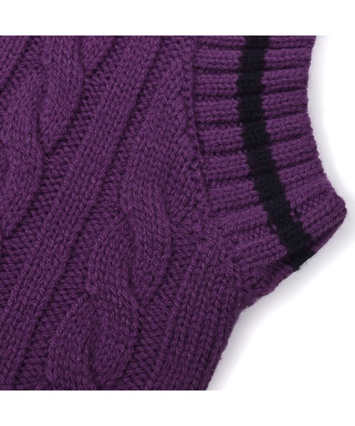 ZIDDY（ジディ）の「ZIDDY/【ニコ☆プチ掲載】ケーブル編みラインリブベスト+ボリュームロゴスリーブTシャツセット(130~160cm)（ベスト・キッズ・ベージュ/パープル・150/160/130/140）」の11枚目の写真