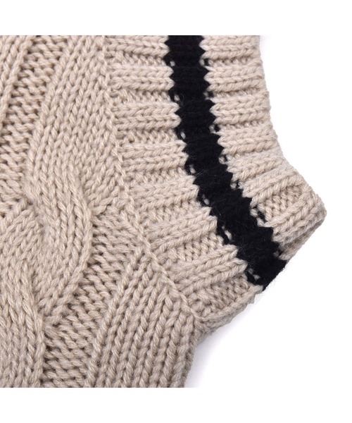 ZIDDY（ジディ）の「ZIDDY/【ニコ☆プチ掲載】ケーブル編みラインリブベスト+ボリュームロゴスリーブTシャツセット(130~160cm)（ベスト・キッズ・ベージュ/パープル・150/160/130/140）」の5枚目の写真