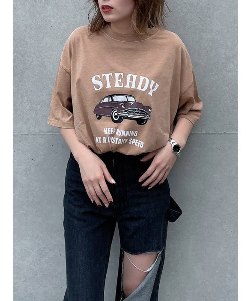 ENVYM（アンビー）の「ピグメントＢｉｇＴｅｅ（Tシャツ/カットソー・レディース・ホワイト/ブラック/ベージュ・FREE）」の2枚目の写真