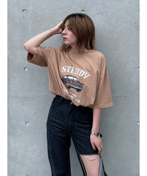 ENVYM（アンビー）の「ピグメントＢｉｇＴｅｅ（Tシャツ/カットソー・レディース・ホワイト/ブラック/ベージュ・FREE）」の11枚目の写真