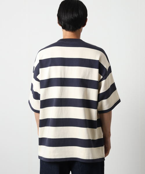 JOURNAL STANDARD（ジャーナルスタンダード）の「【HARDIN KNITWEAR/ハーディンニットウェア】ULTRA HEAVY TEE BORDER（Tシャツ/カットソー・メンズ・グリーン/アーミー/ホワイト系その他・MEDIUM/LARGE）」の6枚目の写真