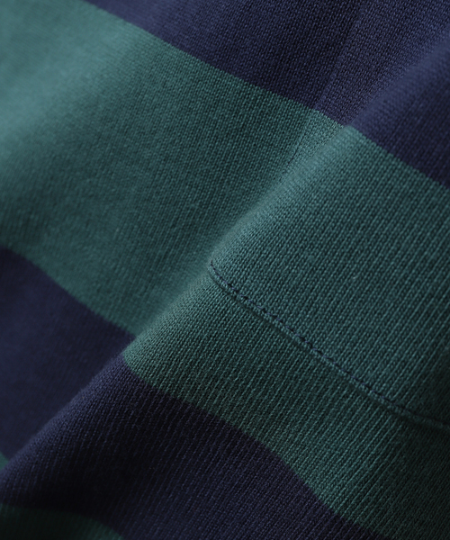 JOURNAL STANDARD（ジャーナルスタンダード）の「【HARDIN KNITWEAR/ハーディンニットウェア】ULTRA HEAVY TEE BORDER（Tシャツ/カットソー・メンズ・グリーン/アーミー/ホワイト系その他・MEDIUM/LARGE）」の11枚目の写真