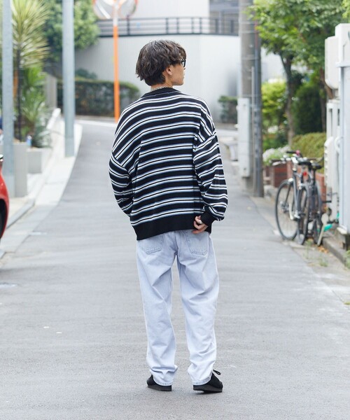 PUBLUX（パブリュクス）の「【PUBLUX/パブリュクス】 ワッペン刺繍ボーダーニット/ワンポイント刺繍/ユニセックス/マルチボーダー/プルオーバーニット（ニット/セーター・メンズ・イエロー/ネイビー/ブラック・SMALL/MEDIUM/LARGE）」の6枚目の写真