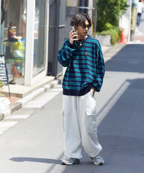 PUBLUX（パブリュクス）の「【PUBLUX/パブリュクス】 ワッペン刺繍ボーダーニット/ワンポイント刺繍/ユニセックス/マルチボーダー/プルオーバーニット（ニット/セーター・メンズ・イエロー/ネイビー/ブラック・SMALL/MEDIUM/LARGE）」の7枚目の写真