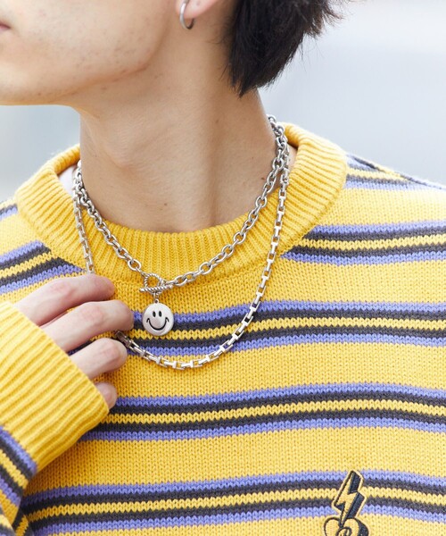 PUBLUX（パブリュクス）の「【PUBLUX/パブリュクス】 ワッペン刺繍ボーダーニット/ワンポイント刺繍/ユニセックス/マルチボーダー/プルオーバーニット（ニット/セーター・メンズ・イエロー/ネイビー/ブラック・SMALL/MEDIUM/LARGE）」の11枚目の写真