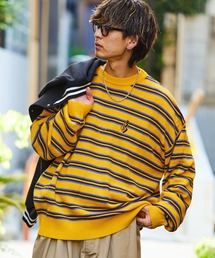 PUBLUX | 【22FW】【PUBLUX/パブリュクス】 ワッペン刺繍ボーダーニット/ワンポイント刺繍/ユニセックス/マルチボーダー/プルオーバーニット(ニット/セーター)