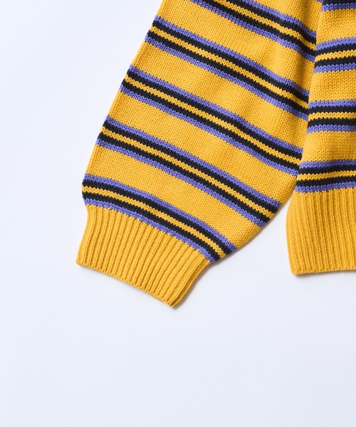 PUBLUX（パブリュクス）の「【PUBLUX/パブリュクス】 ワッペン刺繍ボーダーニット/ワンポイント刺繍/ユニセックス/マルチボーダー/プルオーバーニット（ニット/セーター・メンズ・イエロー/ネイビー/ブラック・SMALL/MEDIUM/LARGE）」の19枚目の写真