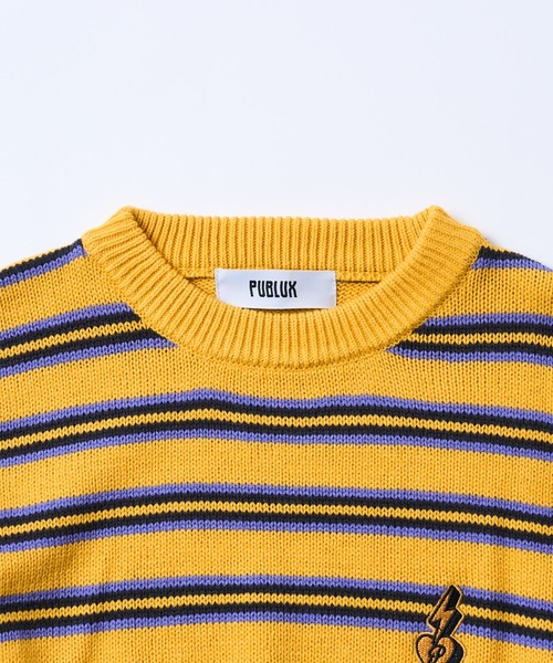 PUBLUX（パブリュクス）の「【PUBLUX/パブリュクス】 ワッペン刺繍ボーダーニット/ワンポイント刺繍/ユニセックス/マルチボーダー/プルオーバーニット（ニット/セーター・メンズ・イエロー/ネイビー/ブラック・SMALL/MEDIUM/LARGE）」の17枚目の写真