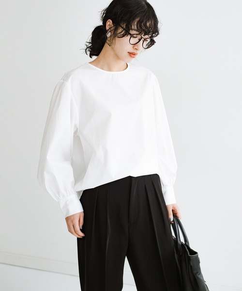 haco!（ハコ）の「脱！地味すぎコーデ！これさえあればいくつになっても華やげる　かわいすぎずにかわいいボリューム袖ブラウス by que made me（シャツ/ブラウス・レディース・ホワイト/グリーン・SMALL/MEDIUM/LARGE/X-LARGE）」の22枚目の写真