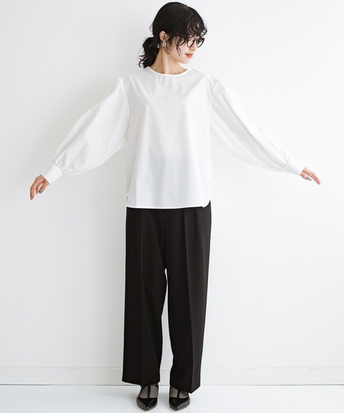 haco!（ハコ）の「脱！地味すぎコーデ！これさえあればいくつになっても華やげる　かわいすぎずにかわいいボリューム袖ブラウス by que made me（シャツ/ブラウス・レディース・ホワイト/グリーン・SMALL/MEDIUM/LARGE/X-LARGE）」の12枚目の写真