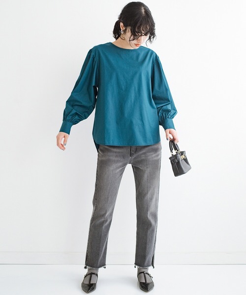 haco!（ハコ）の「脱！地味すぎコーデ！これさえあればいくつになっても華やげる　かわいすぎずにかわいいボリューム袖ブラウス by que made me（シャツ/ブラウス・レディース・ホワイト/グリーン・SMALL/MEDIUM/LARGE/X-LARGE）」の3枚目の写真