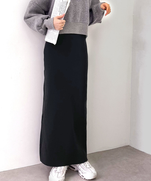 mily bilet（ミウィビレット）の「【mily bilet】レディな華奢感。2wayスリット入りハイウエストニットナロースカート（スカート・レディース・ブラック/ブラウン/オレンジ/グリーン・SMALL/MEDIUM/LARGE/X-LARGE）」の10枚目の写真