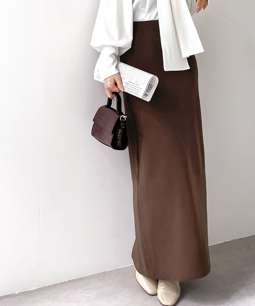 mily bilet（ミウィビレット）の「【mily bilet】レディな華奢感。2wayスリット入りハイウエストニットナロースカート（スカート・レディース・ブラック/ブラウン/オレンジ/グリーン・SMALL/MEDIUM/LARGE/X-LARGE）」の15枚目の写真