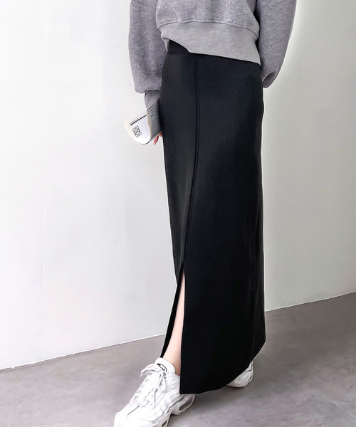 mily bilet（ミウィビレット）の「【mily bilet】レディな華奢感。2wayスリット入りハイウエストニットナロースカート（スカート・レディース・ブラック/ブラウン/オレンジ/グリーン・SMALL/MEDIUM/LARGE/X-LARGE）」の20枚目の写真