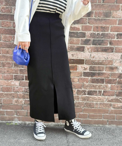 mily bilet（ミウィビレット）の「【mily bilet】レディな華奢感。2wayスリット入りハイウエストニットナロースカート（スカート・レディース・ブラック/ブラウン/オレンジ/グリーン・SMALL/MEDIUM/LARGE/X-LARGE）」の16枚目の写真