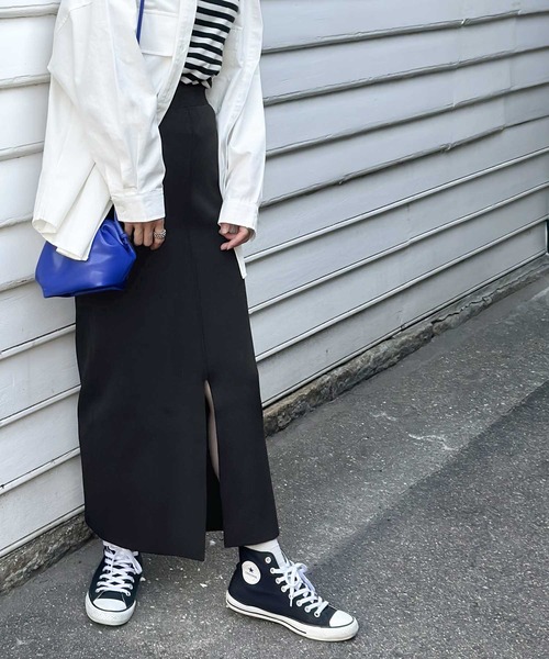 mily bilet（ミウィビレット）の「【mily bilet】レディな華奢感。2wayスリット入りハイウエストニットナロースカート（スカート・レディース・ブラック/ブラウン/オレンジ/グリーン・SMALL/MEDIUM/LARGE/X-LARGE）」の18枚目の写真