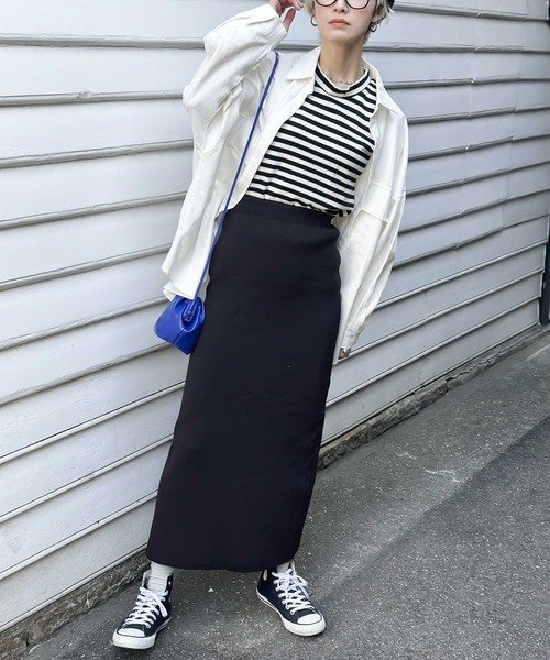 mily bilet（ミウィビレット）の「【mily bilet】レディな華奢感。2wayスリット入りハイウエストニットナロースカート（スカート・レディース・ブラック/ブラウン/オレンジ/グリーン・SMALL/MEDIUM/LARGE/X-LARGE）」の17枚目の写真