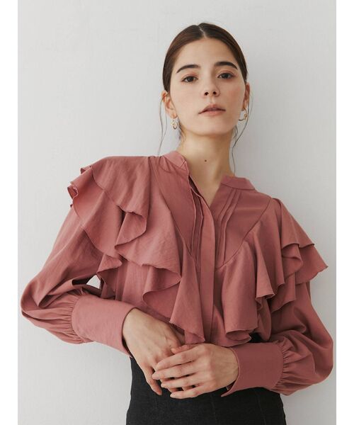 LAGUNAMOON（ラグナムーン）の「フリルピンタックデザインブラウス（シャツ/ブラウス・レディース・ホワイト/ブラック/ピンク・FREE）」の14枚目の写真