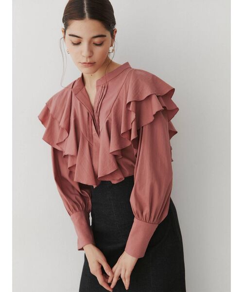 LAGUNAMOON（ラグナムーン）の「フリルピンタックデザインブラウス（シャツ/ブラウス・レディース・ホワイト/ブラック/ピンク・FREE）」の6枚目の写真