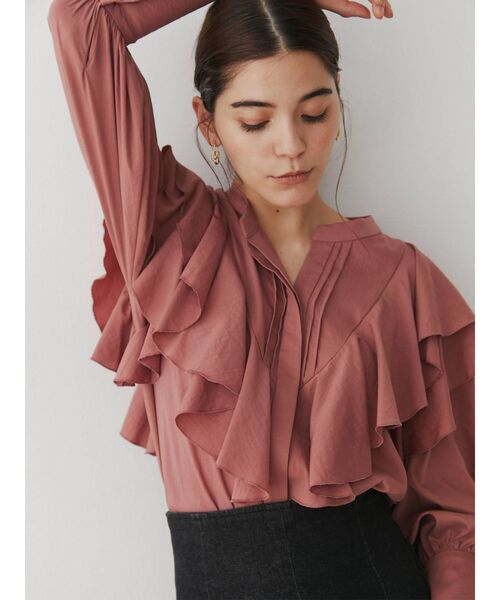 LAGUNAMOON（ラグナムーン）の「フリルピンタックデザインブラウス（シャツ/ブラウス・レディース・ホワイト/ブラック/ピンク・FREE）」の10枚目の写真